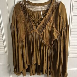 FP Movement by Free People Mustard Boho Blouse